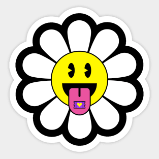 Psychedelic Smiley Flower Sticker